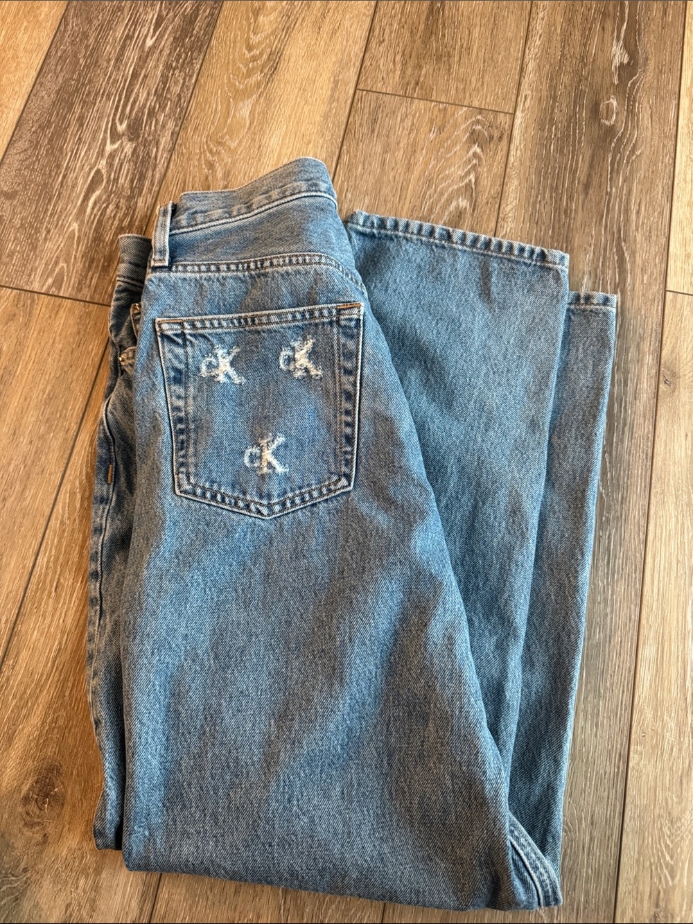 Vintage Calvin Klein Straight Leg Jeans with Back Pocket CK Detail
